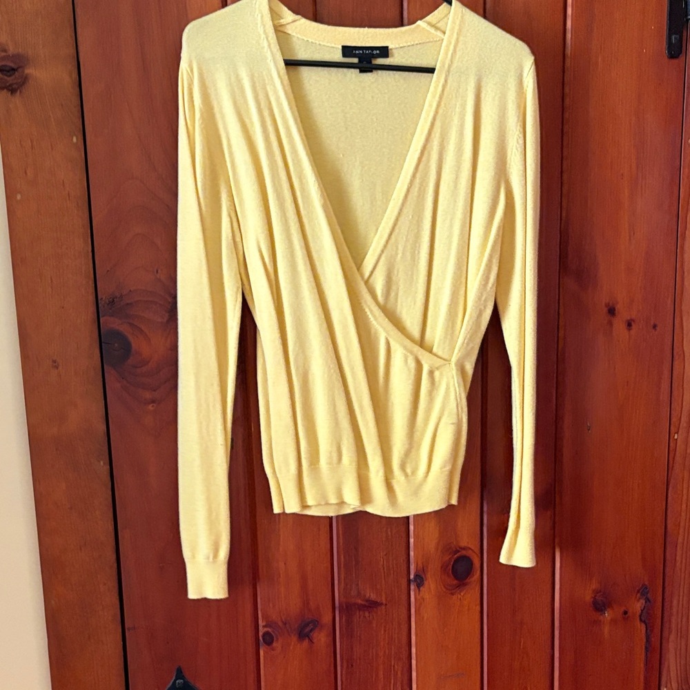 Ann Taylor  Yellow Wrap sweater